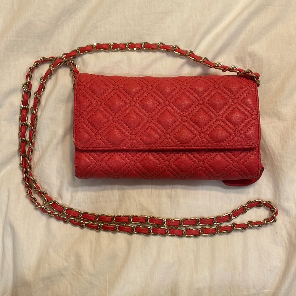 Big Buddha coral faux leather clutch